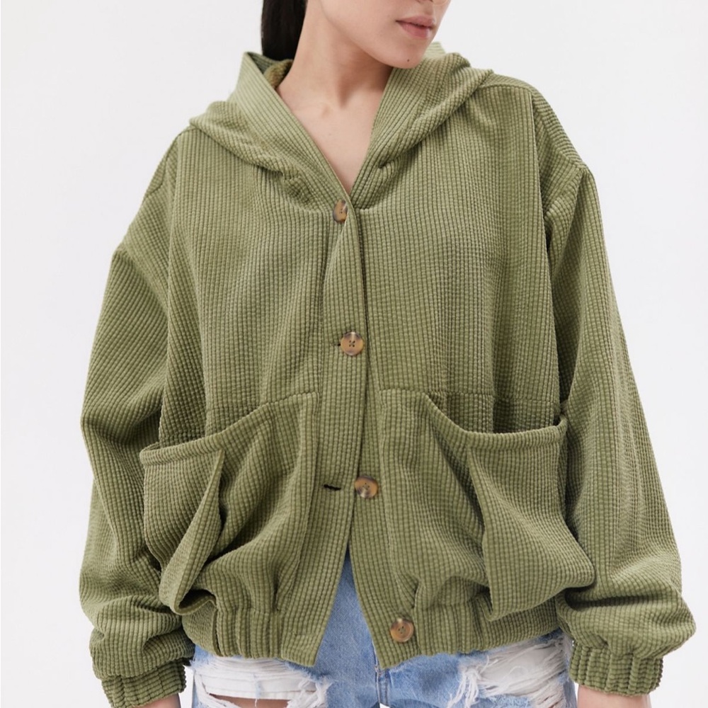 Urban Outfitters Della Corduroy Hooded Cardigan